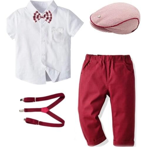 Formal Boys Clothing Sets Shirt Pants Hat Children School Outfits Dress Gentleman Kids Clothes Suits Elegant Toddler Uniform