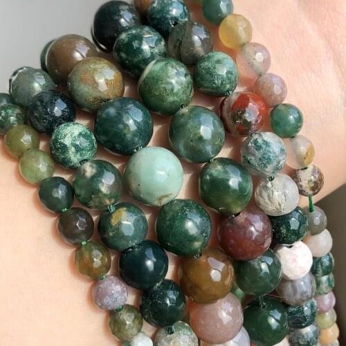 Wholesale Natural stone beads Faceted Indian Agates Round Beads For Jewelry Making 15 inches 4 6 8 10 12 14mm Pick Size