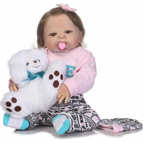 NPK56CM soft silicone body real reborn doll soft real gentle touch full vinyl silicone doll for children Birthday Gift baty toy