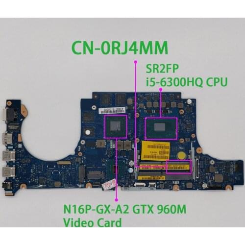 Genuine RJ4MM 0RJ4MM CN-0RJ4MM BCV00 LA-D991P I5-6300HQ N16P-GX-A2 Laptop Motherboard for Dell Inspiron 7566 Notebook PC