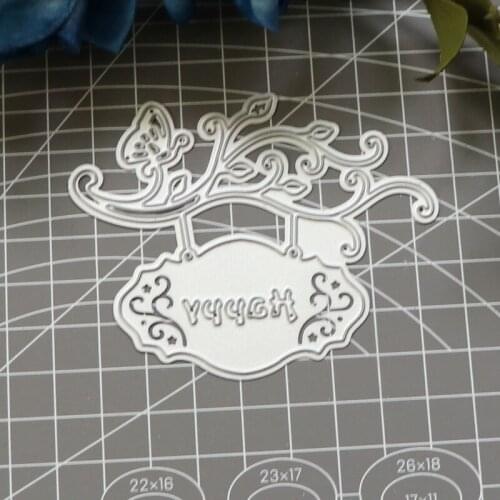 METAL CUTTING DIES Happy Word Butterfly Branches DIY Scrapbooking Paper Craft Embossing Knife Mould Blade Punch Die Cut Stencil