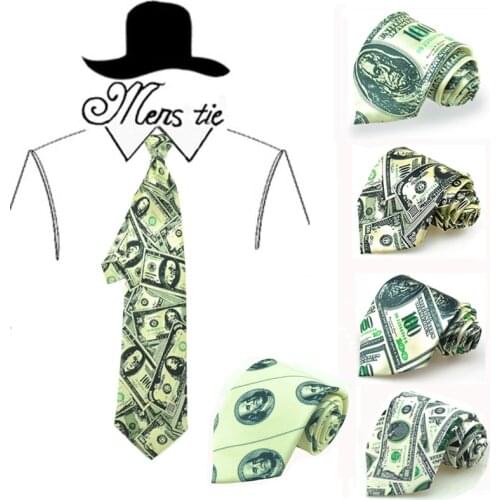 Mens Ties Necktie Formal Dress Funny Cravat 4inch Width American Money US Dollar Party Holiday Gift Casual Wedding 2020 New