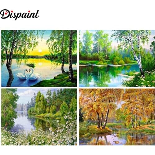 Dispaint Full Square/Round Drill 5D DIY Diamond Painting "tree natural scenery" 3D Embroidery Cross Stitch 5D Home Decor Gift