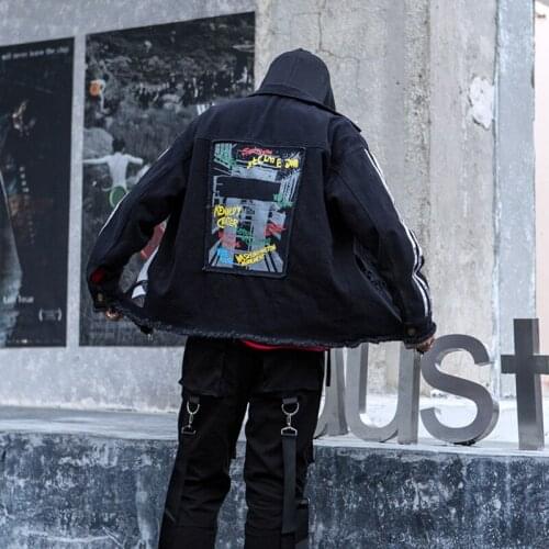 SEVEYFAN 2021 Autumn Winter New Mens Jacket Hip Hop National Trend Jacket Harajuku Style Casual Mens Fashion Denim