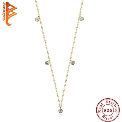 New Arrival 18K Gold Plated Trendy Round CZ Station Necklace 925 Sterling Silver Choker Party Dating Fashion Women Jewelry Gift