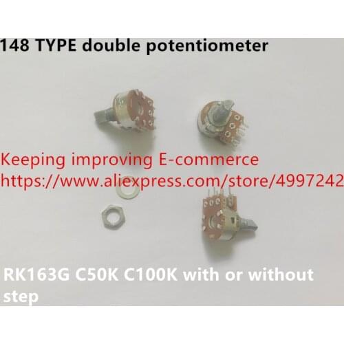 Original new 100% RK163G 148 TYPE double potentiometer C50K C100K with or without step (SWITCH)