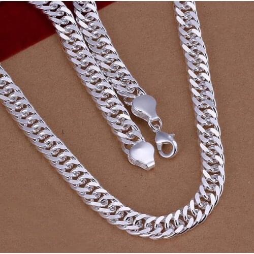 Hot Sale!!Free Shipping 925 Silver Necklace,Fashion Sterling Silver Jewelry 10mm/20inch Sidyways Necklace SMTN039