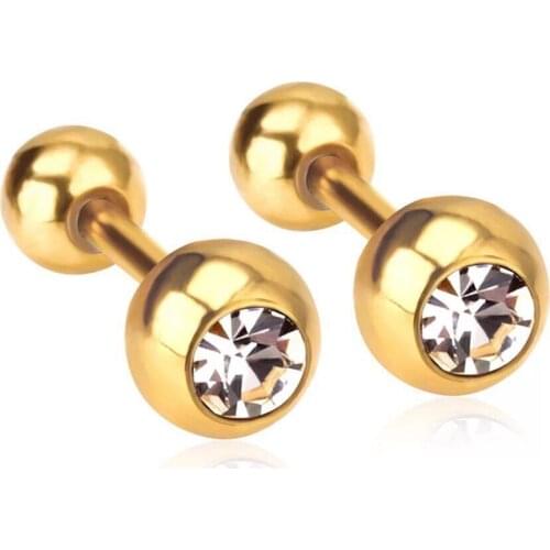 Retro Simple Stud Earrings for Women Classic Zircon Gold Color Punk Accessories Hip Hop Mens Piecing Jewelry Wholesale Gifts