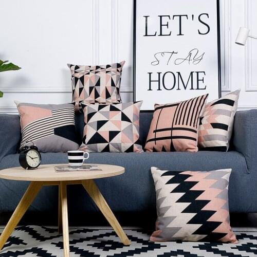 Drop Ship Geometric Pillow Cover Pink Grey Cushion Cover Throw Pillow Home Decor Pillowcase Decorative Pillowsham 45X45CM