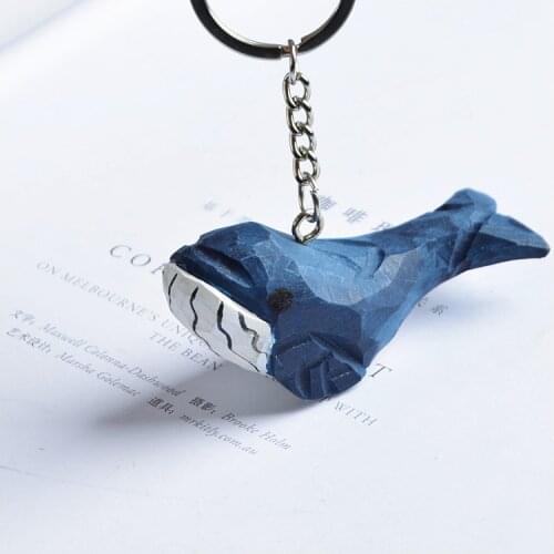 Cute Handmade Wooden Key Chain Animal Doll Whale Toys Ladies Wood Keychains Bag Ornament Kids Christmas Birthday Gift Key Ring
