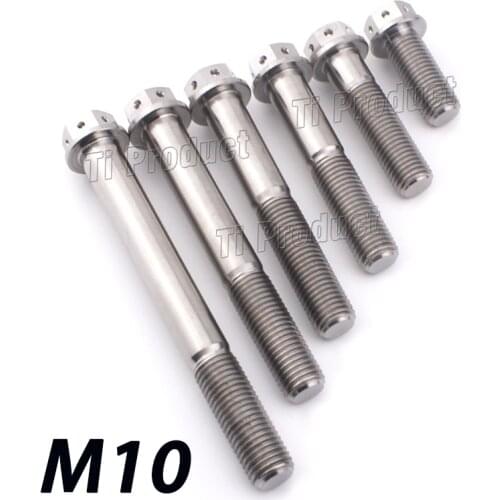 Titanium Bolt GR5 inner Outer Hexagon Flange Head with Holes M10x20mm-M10x100mm Motorcycle Refitted Bolt Calipers Replace Screws