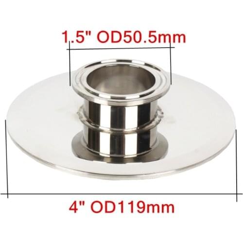 1.5" OD50.5mm x 4" OD119mm End cap , Short Tri-clamp Reducer .Sanitary Steel 304 . Height 25mm