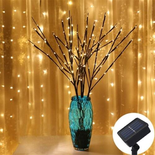 60 Leds Tree Willow Branches Lights Solar Powered Decorative Lamp Tall Vase Filler Indoor Outdoor Atmosphere Lighting