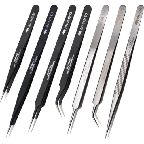 Japan RHINO RH Tweezers Anti-acid High-precision Super Hard Sharp For Repair Watch or Pick Bird Nest etc Small items