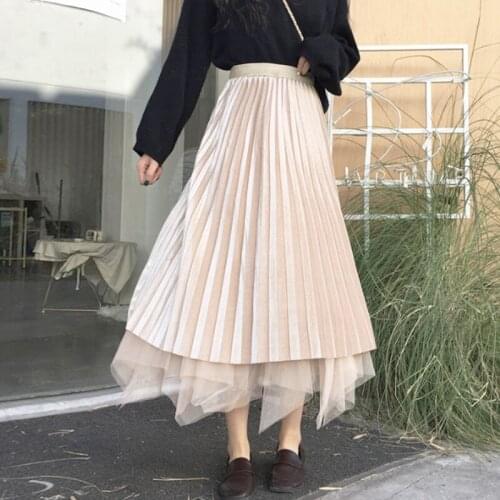 Reverse Super Fairy Skirt Womens Autumn and Winter 2020 New Korean Style High Waist Slimming All-Matching Mesh Skirt Fashion