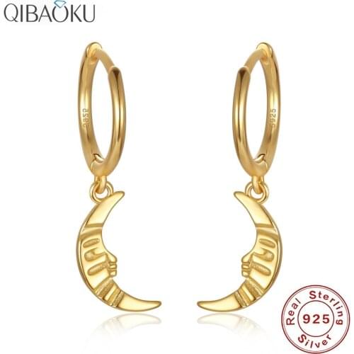 S925 Sterling SIlver Earrings Mini Moon Map Hoop Earrings For Women Circle Earrings Loop Earring Fine Jewelry