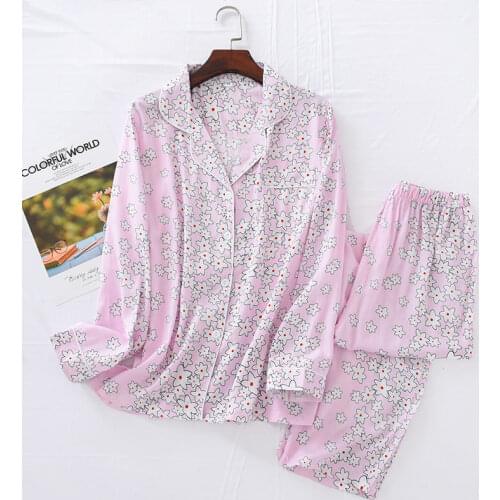 Womens Long Sleeve Pants Thin Pajamas Loose Satin Printing Sleepwear Viscose Loungewear Women Home Clothes Plus Size Pijamas