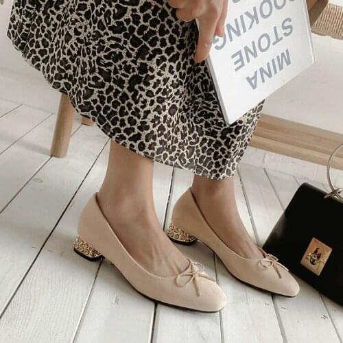 Big Size ladies high heels women shoes woman pumps Metal Decorative Baked Head Single Shoes