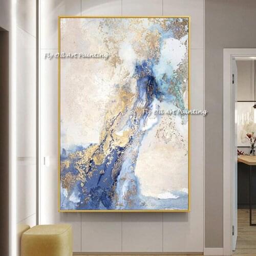 Handmade Gold Foil Oil Painting Wall Art Canvas Painting Morden Abstract Wall Picture For Living Room