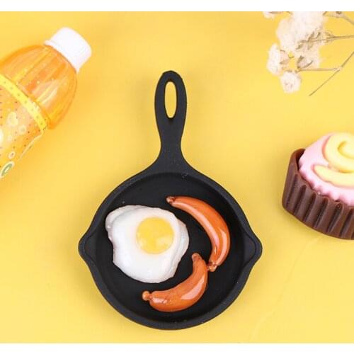 1/12 Dollhouse Miniature Pan Fried Egg Sausage Dolls Kitchen Food Accessories