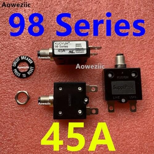 2Pcs KUOYUH 98 Series 45A Thermal overcurrent overload protector Manual reset Switch fuse Leakage switch Circuit breaker