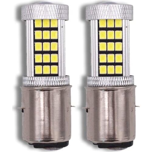 2pcs 12V BA20D 2835 66SMD LED Headlight Fog Light DRL Bulb Motorcycle Bike ATV