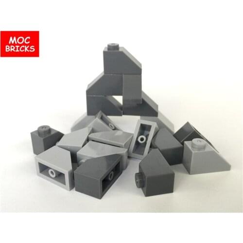 50pcs/lot MOC Bricks DIY Light gray & Dark gray Slope Bricks 1x2 fit with 3040 DIY Building Blocks Action Figure children gifts