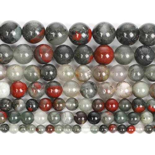 African Blood Stone Natural Stone Beads Round Loose Beads For Jewelry Making DIY Bracelets Necklace Strand Size 4/6/8/10/12 MM