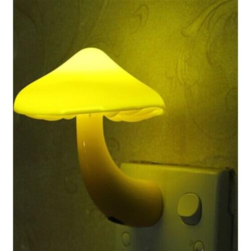 Automatic Sensor LED Night Light Plug in Mushroom Shape Bedroom Lamp US EU Plug For Kids Yellow Pink Blue Green Gradient