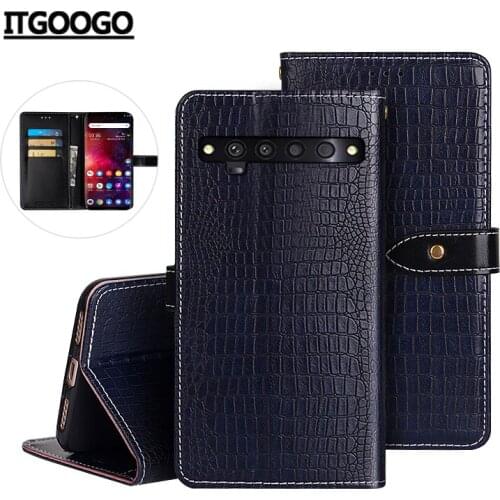 For TCL 10 Pro Core Case Cover Crocodile Grain Flip Leather Case For TCL 10 Pro T799H T799B Core Cover Business Phone Case