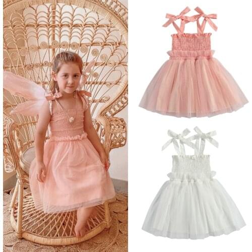 Children Dress 2021 Kids Summer Sleeveless Clothes Girls Party Solid Princess Dress Kids Clothing For Party Tulle Dresses