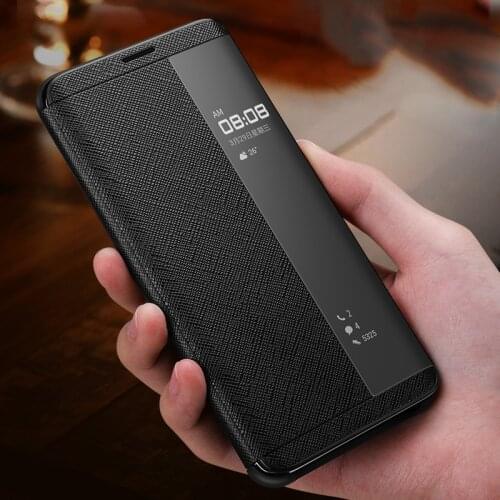 Smart View Flip Case For Huawei Mate 30 RS Mate 20 RS Mate RS Porsche Design Original Luxury Genuine Leather Official Phone Cove