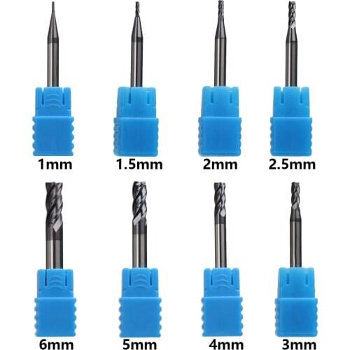 Endmill Cutting 4 Flute Mill 1mm 1.5mm 2mm 2.5mm 3mm 4mm 5mm 6mm Alloy Carbide Tungsten Steel Milling Cutter End Mill Metal Cutt