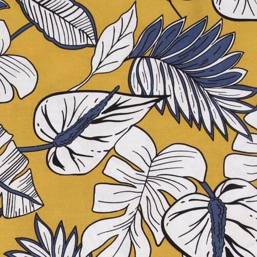HLQON 100% cotton sateen stretch vintage leaf style fabric for DIY sewing women clothing upholstery tissue patchwork dress
