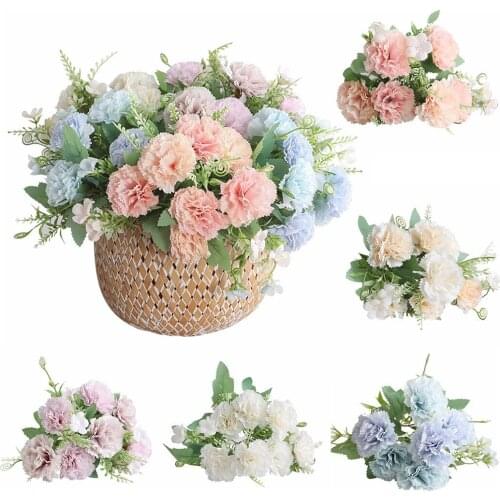 7 Heads Artificial Carnation Bouquet Fake Silk Flower Wedding Party Decor Home Decoration Scrapbooking Chrisma Cheap Flower