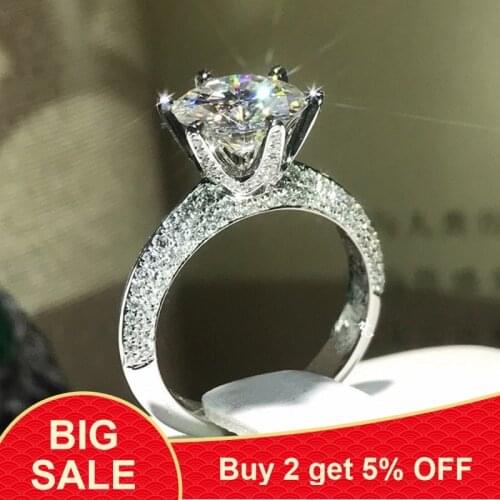 Classic Female 100% Soild 925 Sterling Silver ring 1ct Sona 5A zircon Stone Engagement Wedding Band Ring for women men Jewelry