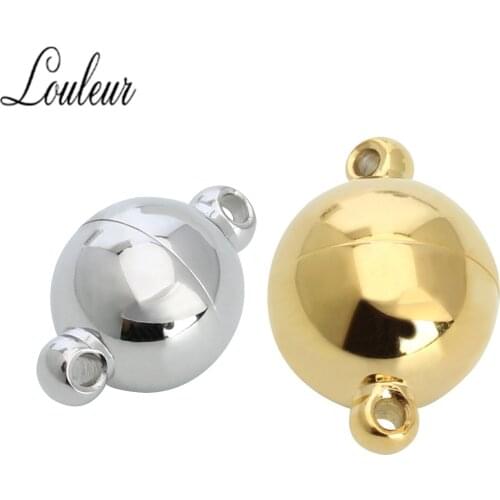 LOULEUR 2 sets/lot 8/10/12/14mm Stainless Steel Strong Magnetic Clasps for Necklace Bracelet Chain Buckle Hook Clasps Jewelry