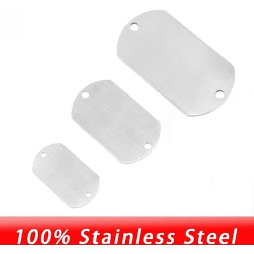 Stainless Steel Matte Surface 2 Loop Holes Dog Tag Blank ID Tags Both Sides Brush Polished High Quality Wholesale 50pcs