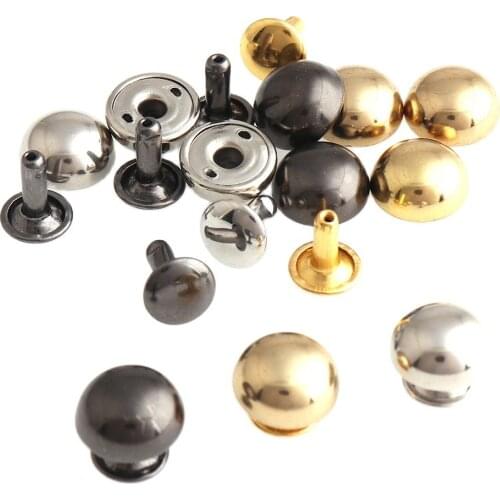 100sets 12mm Metal Double Cap Rivets Studs Round Rivet for Leather Craft Bag Belt Clothing Garment Shoes Pet Collar Decor