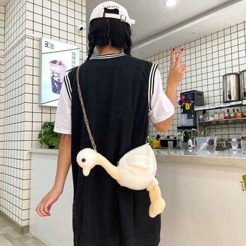 Fashion designer Shoulder Bags cute duck Casual Women Totes Childrens crossbody Bag Female plush white Chain bag for Women 2021