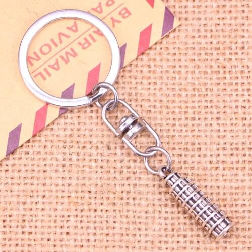 Fashion Keychain 25x7mm leaning tower of pisa italy Pendants DIY Men Jewelry Car Key Chain Ring Holder Souvenir For Giftr Gift