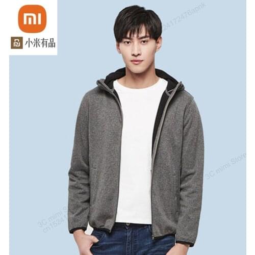 Xiaomi xiaomi cotton double velvet hit color new coat male spring and autumn hooded casual coat sweater smart home