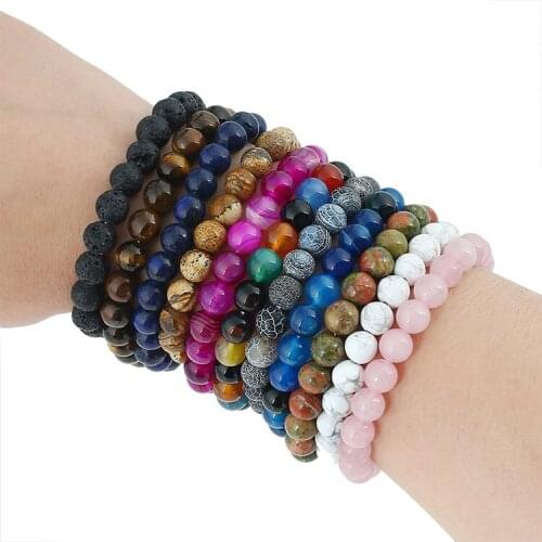 Men Fashion Accessories Crystal Natural Semi Gem Stone Bead Bracelet Women