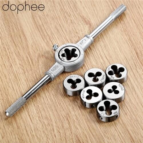Dophee 8Pcs Die Wrench Kit HSS Metric Screw Die M3/M4/M5/M6/M8/M10/M12 Circular Threading Die Hand Tools Kit with Wrench