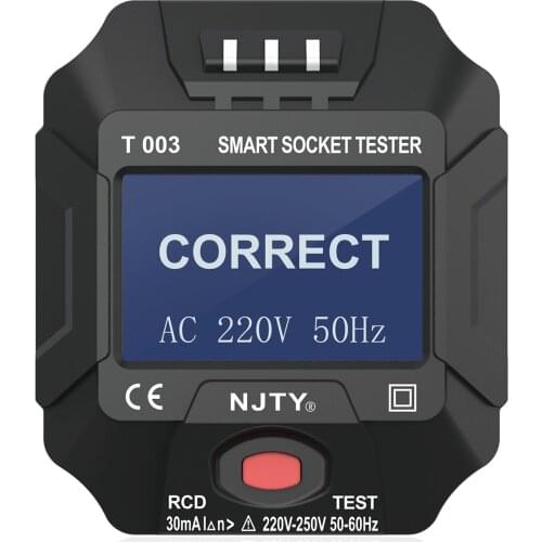 NJTY EU Plug Socket Tester Socket Outlet Smart Tester Digital Display Socket Tester Wall Breaker Finder Voltage Test Phase Check