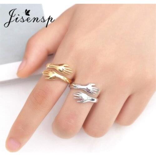 Jisensp New Creative Love Hug Couple Open Ring Korean Fashion Open Ring Fashion Jewelry Anniversary Special Gifts for Lovers
