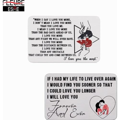 Personalized Wallet Insert Card Stainless Steel Card Meaningful Gift for Couple Husband Wife Valentines Day Anniversary Birthday