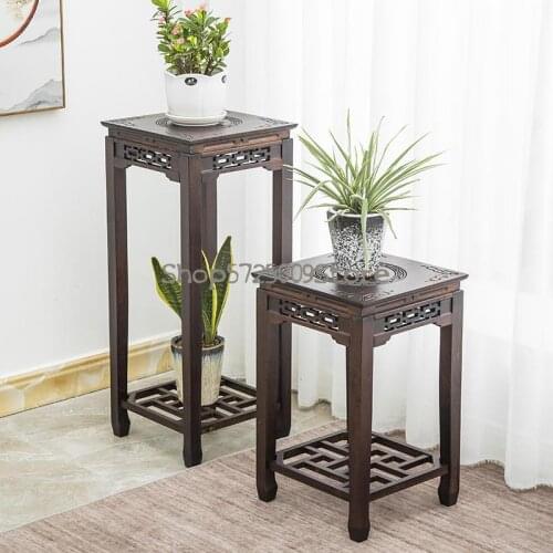 New Chinese style flower shelf solid wood living room indoor hanging orchid pot stand antique flower table balcony floor bonsai