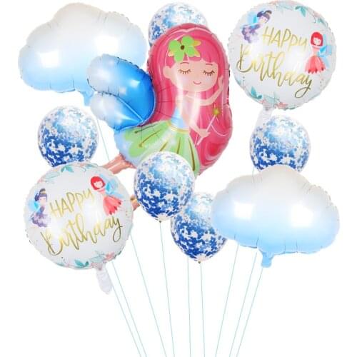 Rainbow Little fairy Foil Balloons Confetti Rainbow Cloud Ballon Baby Shower Decoration Helium Balloons Wedding Supplies Globos