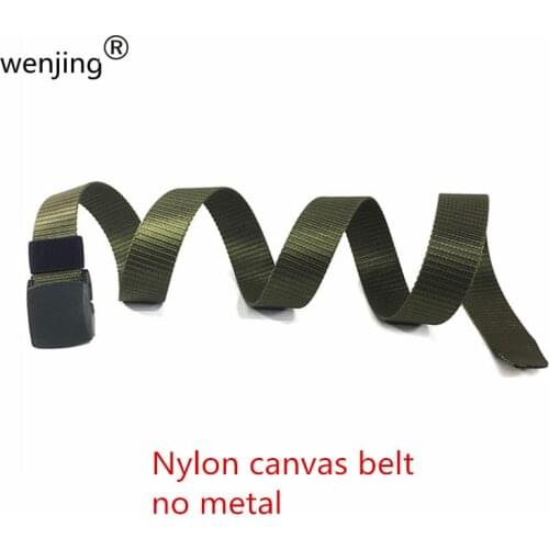 2020123 Unisex travel Prevent allergy non metal 3.2cm no need airport take off camo REAL nylon 130cm belt